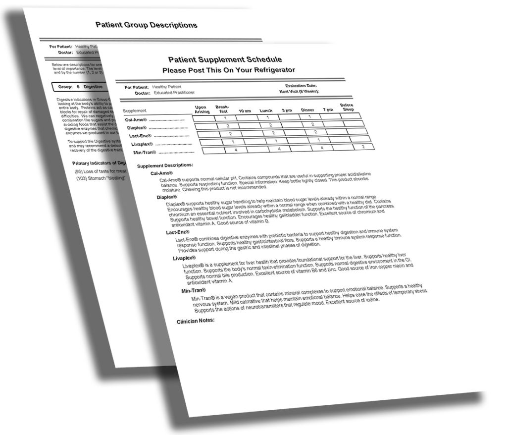 Reports: Patient Supplement Schedules and Group Descriptions